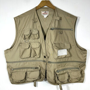 VTG Woodfield Vest Mens Beige 2XL Hunting Fishing Hiking Utility